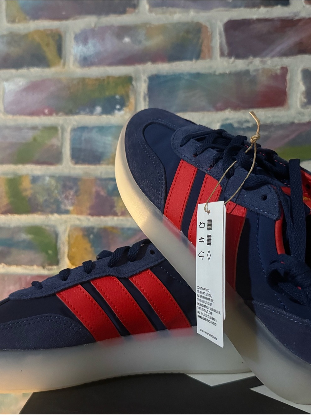 adidas Navy and Red Retro-Style Sneakers